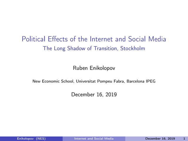 Political Effects of the Internet and Social Media