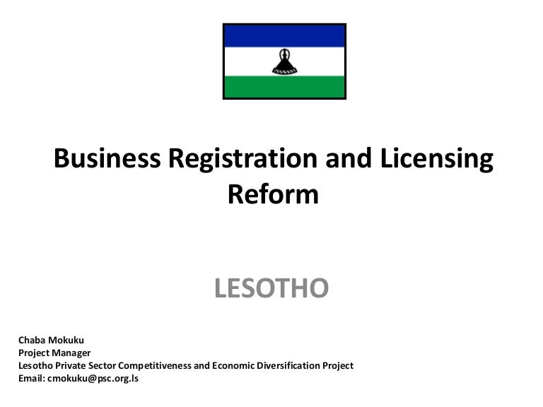 Business Registration and Licensing Reform Lesotho Chaba Mokuku