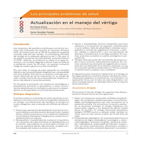 Actualización en el manejo del vértigo AMF