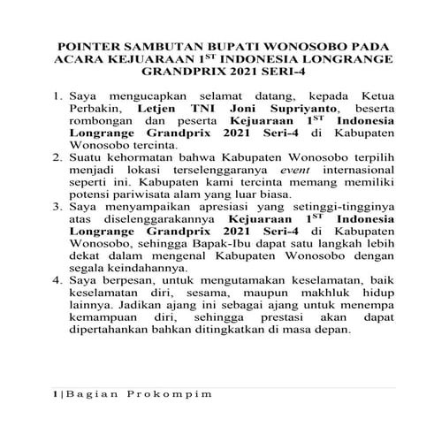 02 okt, sambutan bupati perbakin