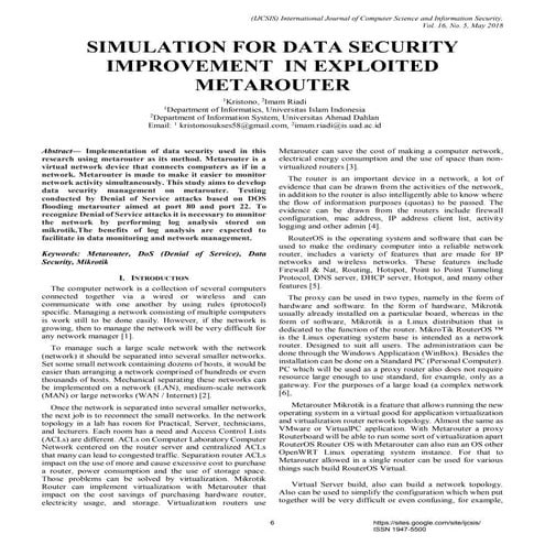 Simulation for Data Security Improvement in Exploited Metarouter