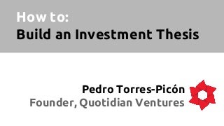 How to Build an Investment Thesis