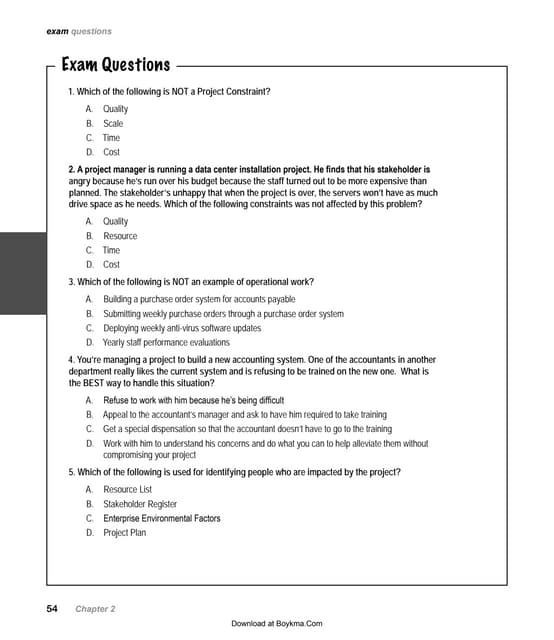 01 pmp introduct to project management exam