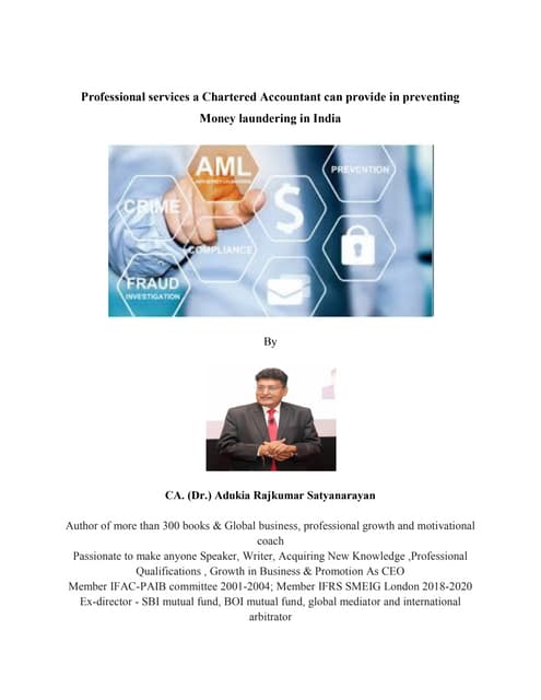 Professional services a chartered accountant can provide in preventing money ...