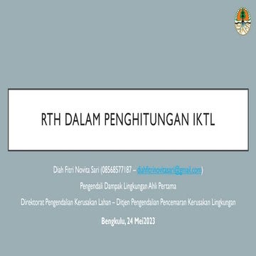 RTH DALAM PENGHITUNGAN Indeks Kualitas Tutupan Lahan | PDF