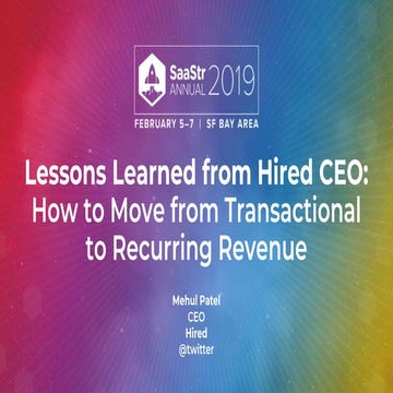 Lessons from Hired CEO: How to Move from Transactional to Recurring Revenue