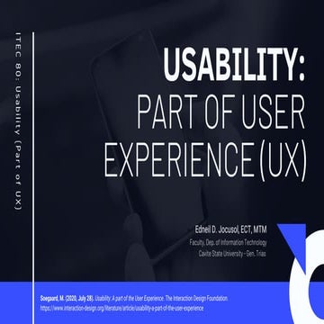 Usability: Part of User Experience (UX) | PPT