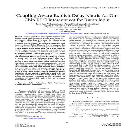 Coupling Aware Explicit Delay Metric for On- Chip RLC Interconnect for Ramp i...