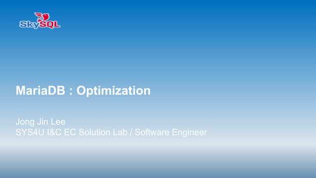 MariaDB Optimization