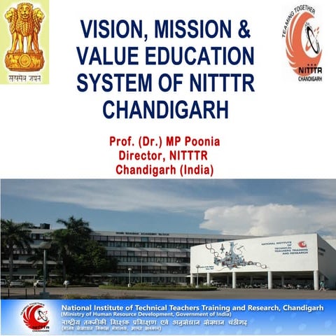 Goals and value system of NITTTR Chandigarh, India