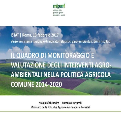  N. D’Alicandro, Il quadro di monitoraggio e valutazione degli interventi agr...
