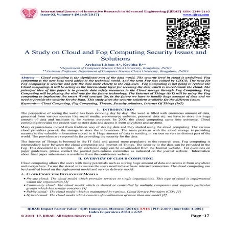 A Study on Cloud and Fog Computing Security Issues and Solutions