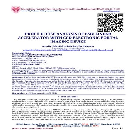 PROFILE DOSE ANALYSIS OF 6MV LINEAR ACCELERATOR WITH CCD ELECTRONIC PORTAL IM...