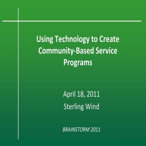 Using Technology to Create Community-Based Service Programs 