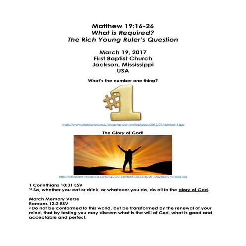 03-19-17, Matthew 19;16-26, What Is Required