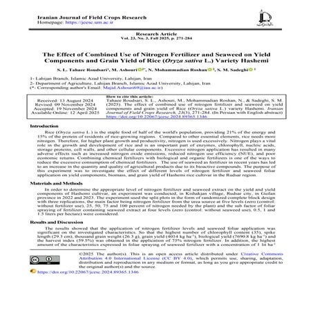 The Effect of Combined Use of Nitrogen Fertilizer and Seaweed on Yield ...