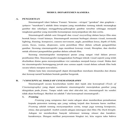 Modul Kelas Kamera pada kelas Fotografi Digital