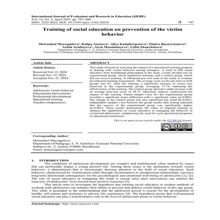 Training of social education on prevention of the victim behavior