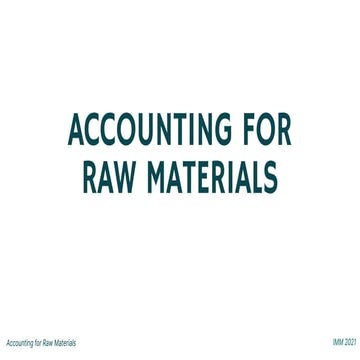 Cost accounting and Control Accounting for raw materials | PDF