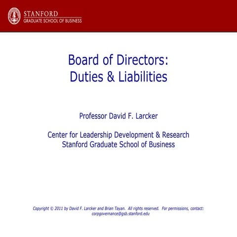 Board of Directors: Duties and Liabilities - Quick Guide