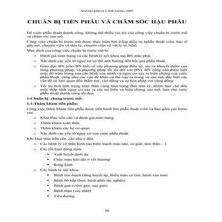 Chuẩn bị tIền phẫu-Chăm sóc hậu phẫu