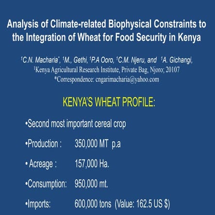 Analysis of Climate-related Biophysical Constraints to the Integration of Whe...