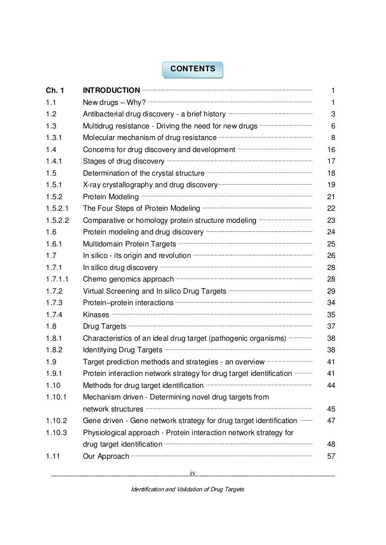 Thesis order table of contents