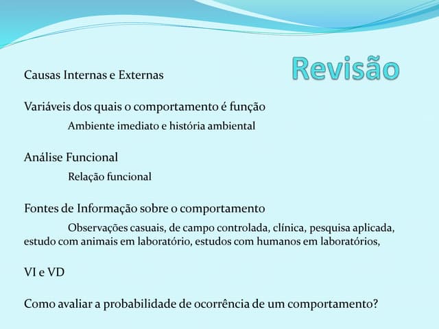 Definições e conceitos básicos em análise do comportamento