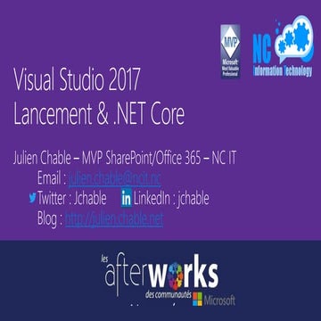 Afterworks MS 2017 - Développement avec Visual Studio et .NET Core