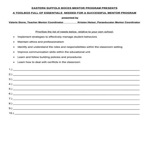 Mentor Handout