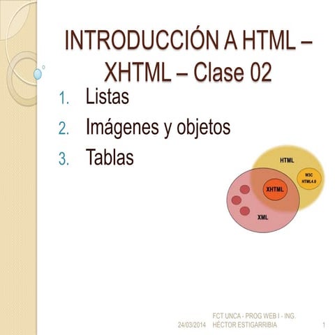 Introduccion a HTML - XHTML. Clase 02