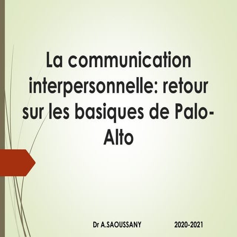 La communication interpersonnelle principes palo alto | PDF