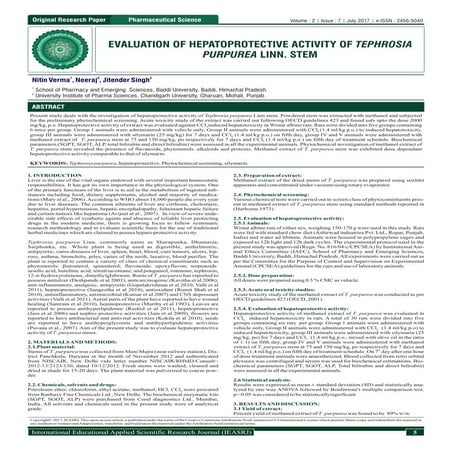 EVALUATION OF HEPATOPROTECTIVE ACTIVITY OF TEPHROSIA PURPUREA LINN. STEM