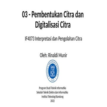 Pertemuan 1 - Introduction - Citra Digital | PPT
