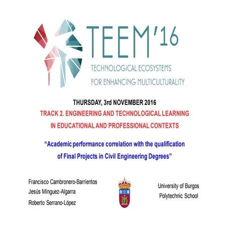 Academic performance correlation with the qualification of Final Projects in ...