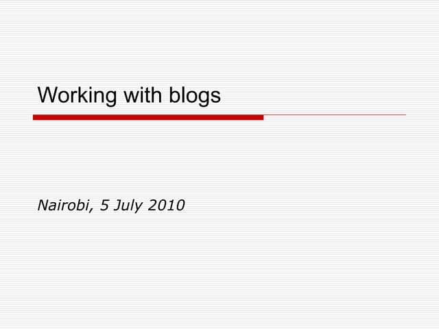 Working with Blogs - Research Communication Workshop