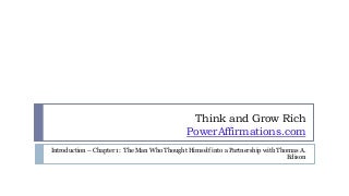 Think and Grow Rich Power Affirmations - Chapter 01-Introduction