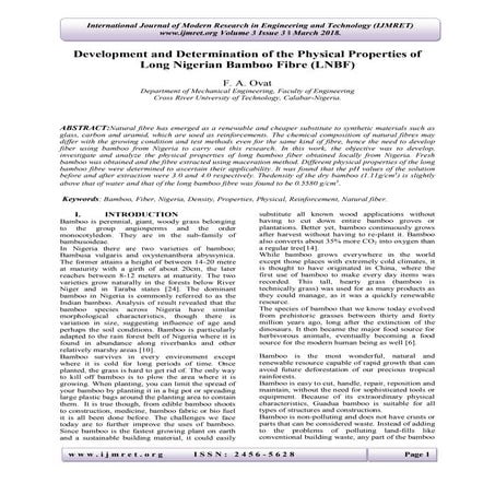 Development and Determination of the Physical Properties of Long Nigerian Bam...