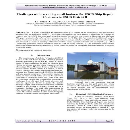Challenges with recruiting small business for USCG Ship Repair Contracts in U...