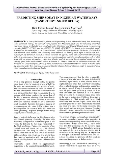 A Comparative Analysis for Predicting Ship Squat in Shallow Water | PDF ...