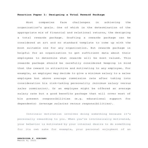 Designing a total reward package | DOCX
