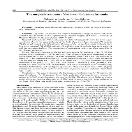 Lower limb ischemia | PDF
