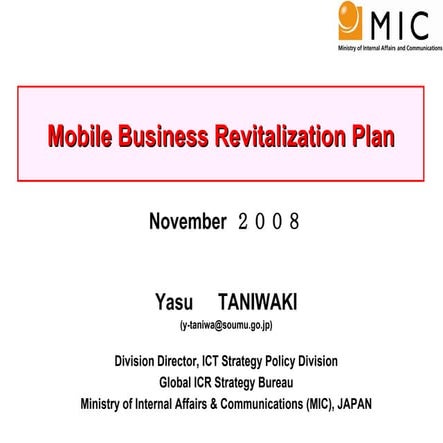 Japan's Mobile  Business  Revitilization  Plan