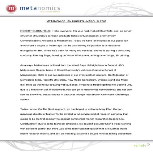 030909 Ian Hughes Metanomics Transcript