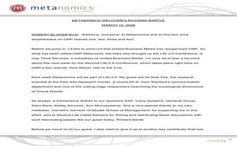 102708 Who Plays Metanomics Transcript | PDF