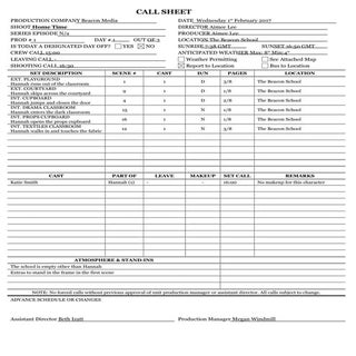Call Sheets