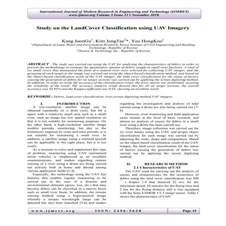 Study on the LandCover Classification using UAV Imagery