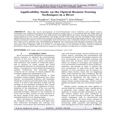 Applicability Study on the Optical Remote Sensing Techniques in a River