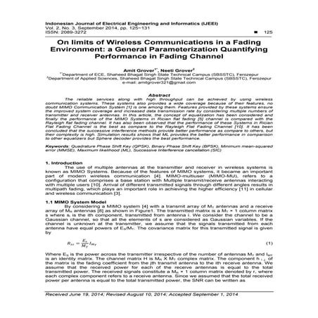 On limits of Wireless Communications in a Fading Environment: a General Param...
