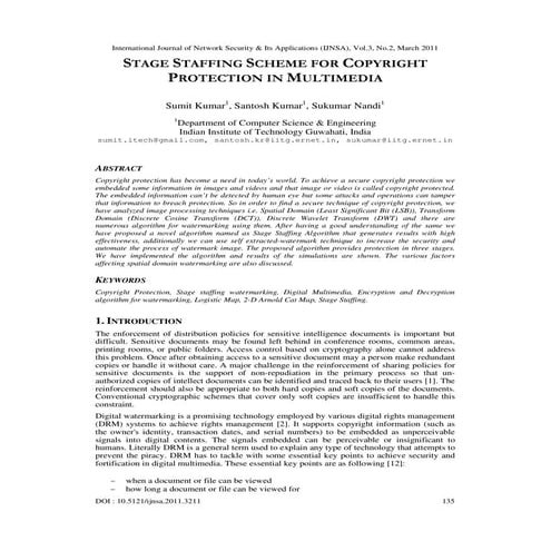 STAGE STAFFING SCHEME FOR COPYRIGHT PROTECTION IN MULTIMEDIA